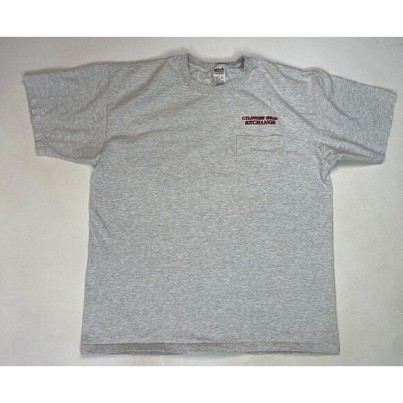 VINTAGE Cylinder Head Exchange Graphic Pocket T-shirt Men XL Gray Short Sleeve - Picture 3 of 8